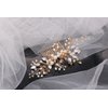 Kercisbeauty Wedding Bridal Bridesmaids Flower Girl Crystal and Pearl Side Hair Comb Slide Headpiece Long Curly Bun Hair Accessories for Prom (Gold)
