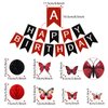 ZERODECO Black Red Birthday Decorations, Butterfly Birthday Party Decorations Happy Birthday Banner Paper Honeycomb Fans Pompoms Balloon for Girls Women Adults Birthday Party Decorations Supplies