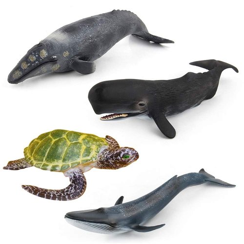 4 PCS Ocean Sea Marine Animal Model Figures Turtle Whale Collection Collector Party Favors Playset Bath Cognitive Toys for Boys Girls Kid 5 6 7 8 Years Old