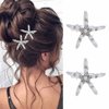 BARTOSI Starfish Hair Clips Silver Pearl Hair Barrettes Crystal Hair Pin Bride Wedding Hair Pieces Mermaid Hair Accessories for Women and Girls (Pack of 2)