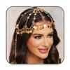 Aukmla Sequin Head Chain Gold 1920s Headpiece Cap Roaring 20s Festival Costume Headband Hair Chains for Women and Girls