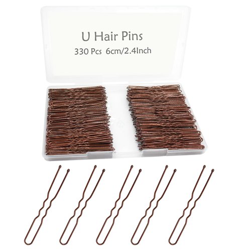 330 Count U Shaped Hair Pins Brown, YINGFENG 2.4inch Brown Bun Pins Bun Hair Pins for Women Girls...