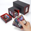 AFIING Mtg deck box with commander display- Fits 200 Double Sleeved Cards,3-in-1Card Deck Case,Strong Magnet Card Organizer For Magic Commander TCG CCG,4Dividers &2 Toploaders, Black/Red