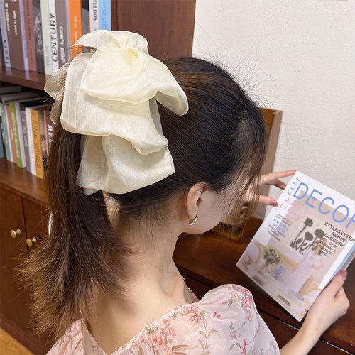 Bow Banana Hair Clips for Women Claw Clips Bow Ponytail Holder Clips for Women Girls Hair Bows Wh...