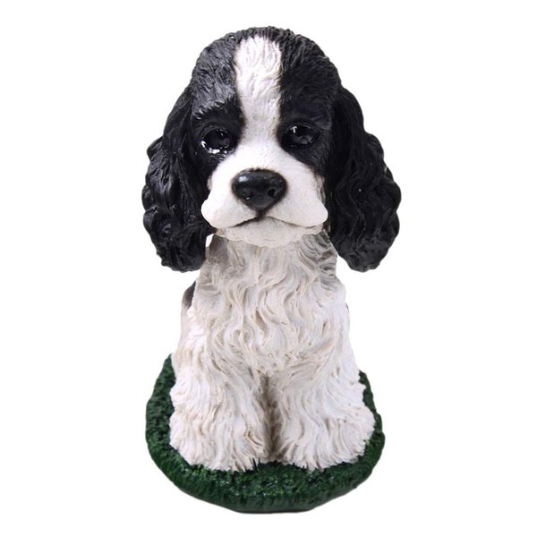 Animal Den Cocker Spaniel Black and White Dog Bobblehead Figure for Car Dash Desk Fun Accessory