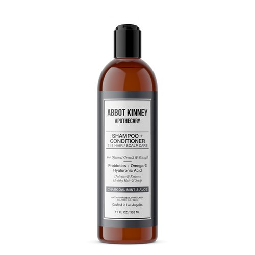 ABBOT KINNEY APOTHECARY Charcoal & Mint 2 in 1 Shampoo and Conditioner, Natural Scalp Care with Essential Oils & Hyaluronic Acid, 12 FL OZ / 355 ML