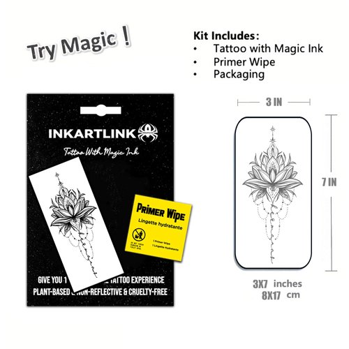 INKARTLINK Temporary Tattoos, Semi Permanent Tattoo Adult Art Design Waterproof Temp Tattoo Party Favors Tattoo Stickers Realistic Look, No Adhesive, Lasts 1-2 Weeks (Lotus 4)