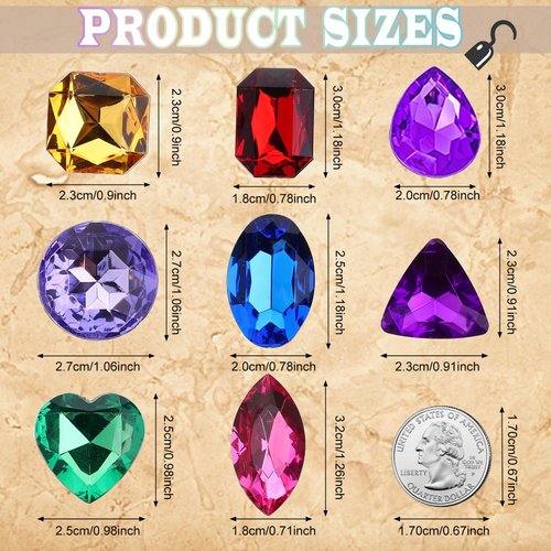 RICHNESS Pirate Treasure Jewels Jumbo Bling Diamonds Multi-Colored Treasure for Pirate Party Pack of 80pcs