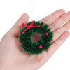 10 Pieces Mini Artificial Christmas Wreaths Ornaments, Dollhouse Miniature Christmas Wreath Doll House Mini Xmas Wreath for Dollhouse Door Windows Christmas Tree Decoration (Red Bowknot)