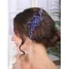 Teyglen Crystal Bridal Wedding Hair Comb Blue Rhinestone Hair Comb Handmade Crystal Hair Piece Hair Accessories for Bride Side Comb Rhinestone Headpiece for Women