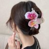 4Pcs Phalaenopsis Butterfly Orchid Hair Accessories - Pink Hawaiian Moth Flower Clips, French Floral Hair Barrettes for Women, Summer Claw Clips