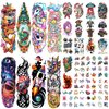 52 PCS Kids Full Arm Temporary Tattoo, Fake Tattoos for Kids, Rocket Car Dinosaur Planet Astronaut Tattoo for Boy, Dolphin Castle Cat Body Arm Tattoos Stickers for Girl, Party Supplies Gifts for Kids