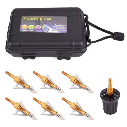 TY Archery Hunting Broadheads 6X 100 Grain 3 Blade Arrow Heads Tips Crossbow Compound Bow, 1X Broadhead Case, 1X Broadhead Wrench Safety Protect Finger