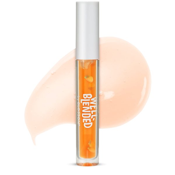 Blossom Well Blended Moisturizing Lip Care Fruit Flavored Smoothie Inspired Hydrating Lip Gloss with Wand Applicator, 0.10 fl oz, Just Peachy