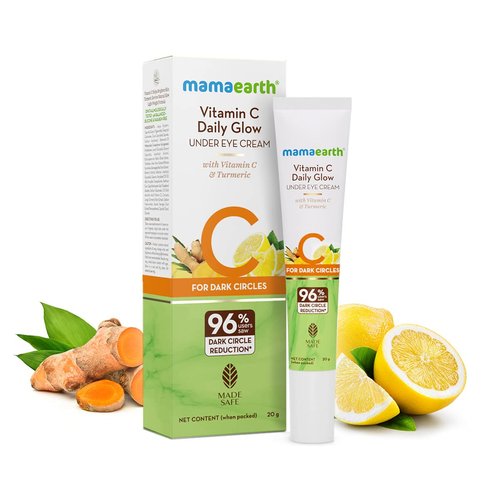 MAMAEARTH Vitamin C Daily Glow Under Eye Cream | Reduces Dark Circles, Puffiness, Bags & Wrinkles | Soothes Tired Eyes | Firms Under Eye Skin | 0.71 Oz/20 g