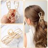 4.5 Inch Metal Bow Claw Hair Clips - Cute Bowknot Hair Jaw Clips with Strong Hold for Thick and Thin Hair - 2 Pcs, Gold & Silver