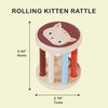 Mentari Toys - Rolling Kitten Rattle - Wooden Rolling Rattle for Babies - Montessori Baby Sensory Toy - Boost Gross Motor Skills - Baby First Toy, Baby Shower Gift - Age Birth+