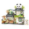 City Tea House Building Blocks Set, Openable Panda Construction Tea Shop Building Toys for Boys Girls Age 8+, 860pcs Mini Bricks (Not Compatible with Lego)