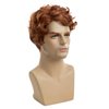 Beweig Short Curly Mens Orange Wig Fluffy Synthetic Cosplay Halloween Hair Wig for Men