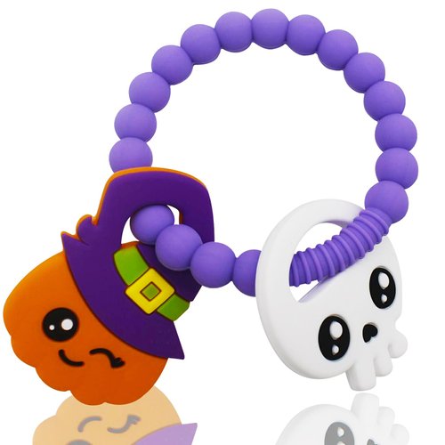 My First Halloween Baby Teething Toy and Llama Silicone Baby Teether Set- Spooky Baby Teethers, Pumpkin Rattle, Ghost Teether(2 Pieces)