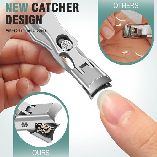 Popular Wide Jaw Opening Toenail Clippers with Catcher & 360°Rotary Nail Clippers for Seniors, No Splash Mess Free Self Collecting Nail Cutter w Catching Storage Unique Novelty Gifts for Men Women