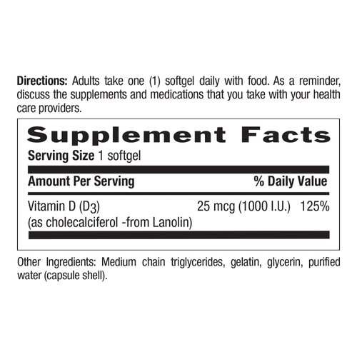 Country Life Vitamin D3, Non-Fish 1000 IU, 200 Softgels, Certified Gluten Free