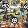 12 Pieces Black and White Checkered Balloons, Race Car Balloons Car Wheel Balloons Tire Balloons Aluminum Foil Checkered Flag Balloons for Racing Theme Birthday Party Decoration Supplies 18 Inch