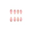 Almond Press on Nails with Bow Charm Designs Cute Pink Fake Nails Medium Almond Shaped Acrylic Nails Gloss False Nails Reusable Glue on Nails for Women Girls