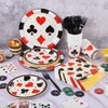 durony 144 Pieces Casino Paper Plates and Napkins Dinnerware Set Casino Birthday Party Tableware Supplies Includes Poker Club Paper Plates Napkins Forks Serve 24 for Casino Party Supplies
