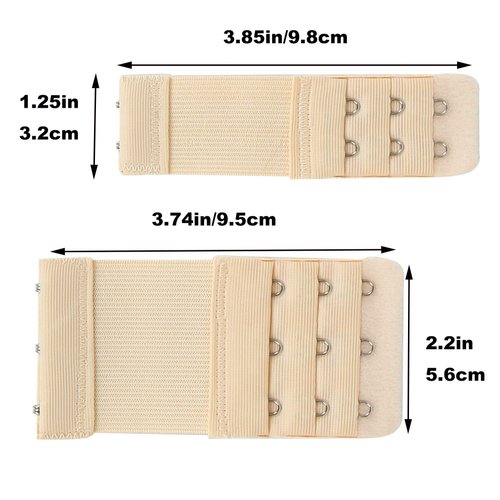 12 Pieces Women's Bra Extenders 2 Hook / 3 Hook 3 Rows Stretchy Comfortable Bra Strap Extension Bra Band Extension Elastic Bra Hook Strap Bra Lingerie Accessories for Woman (Black, White, Red, Beige)