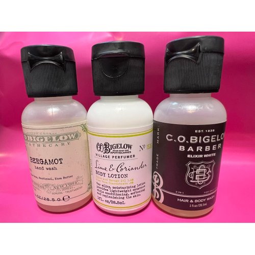 Generic 3 Pack Travel Size Sampler Cleanser Hair Body Wash Body Lotion BERGAMOT WASH LIME/CORIANDER LOTION BARBER1oz each