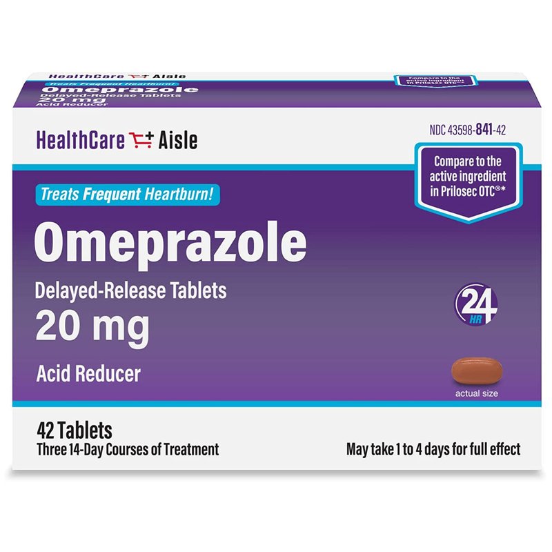 HealthCareAisle Omeprazole 20 mg - 42 Delayed-Release Tablets - Acid Reducer, Treats Frequent Hea...