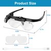 Lighted Headband Magnifier, Rechargeable Head Mount Magnifying Glasses with Storage Case, Hands-Free Illuminated Loupe with 3 Lenses Double Slot for Watch Repair Reading Sewing Jewelry Craft Hobby