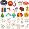 Barydat 100 Pcs Wooden Magnets DIY Wooden Arts and Crafts for Kids Craft and Art Painting Kit Supplies Party Birthday Gift Party Favors for Easter Basket Stuffers Boys Kids Girls