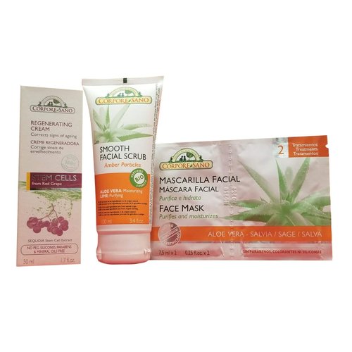 Skin Care Gift Set for Women with Stem Cell Regenerative, Smooth Facial Scrub & Face Mask