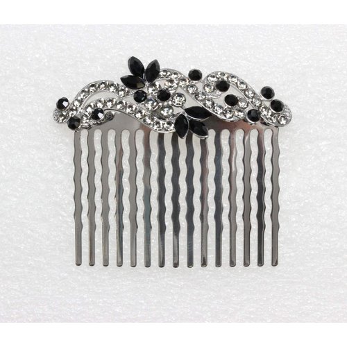 Faship Gorgeous Black Small Floral Hair Comb