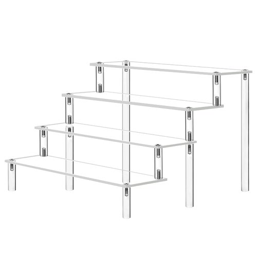 Acrylic Display Riser Stand Shelf Clear 4 Tier Cupcake Stand Perfume Display Holder Figures Desktop Decoration and Organizer Showcase Toys Retail Display Rack Candy Dessert Buffet 4 Step Collection (1 PACK)