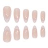 Foccna Press on Nails White Pearl Fake Nails Tips Almond Women's French False Nails White Medium Glossy Daily Wear Artificail Nails for Nail Art Manicure Decoration,24pcs