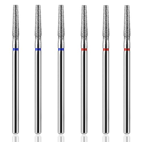 YUXIANLB 6 PCS Nail Drill Bits Set, Tapered Barrel Cuticle Bits for Nail Drill, 3/32“ Shank Electric Bit for Nail Prep Remove Cuticle Dead Skin Manicure Pedicure Tools (Fine & Medium)