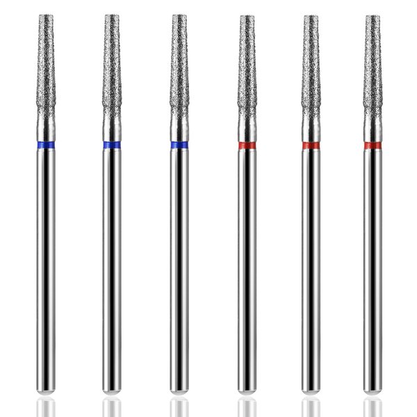YUXIANLB 6 PCS Nail Drill Bits Set, Tapered Barrel Cuticle Bits for Nail Drill, 3/32“ Shank Electric Bit for Nail Prep Remove Cuticle Dead Skin Manicure Pedicure Tools (Fine & Medium)