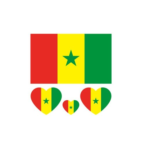 ZPDNURZL 10 Sheets Senegal Flag Tattoos Stickers 40 Pcs Waterproof Sweat Sports National Flag Removable Fake Tattoos