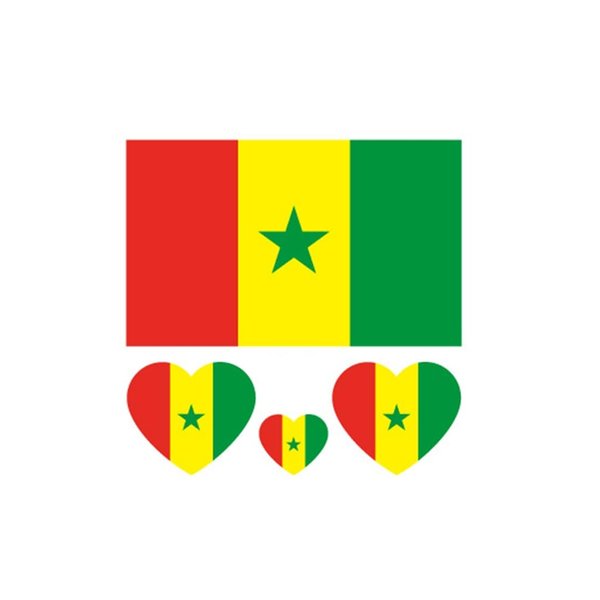 ZPDNURZL 10 Sheets Senegal Flag Tattoos Stickers 40 Pcs Waterproof Sweat Sports National Flag Removable Fake Tattoos