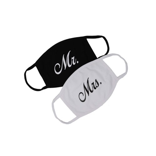 Mr Mrs Face Mask Gift Set Made in USA Double Layer Cotton Spandex