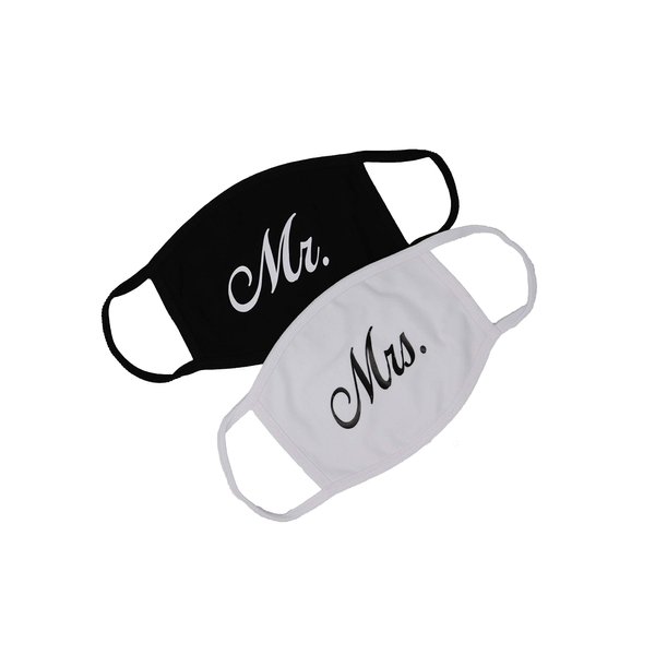 Mr Mrs Face Mask Gift Set Made in USA Double Layer Cotton Spandex