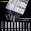 Yimart Long C Curved False Nail Tips - C Curved Nail Tips - Long C Curve False Nails - 200pcs/box XL C Curve Fake Nails Premium Square French Acrylic Nail Tips (Clear With Box)