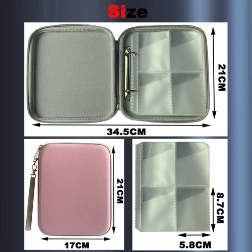 Card Case Compatible for Yoto Card Case Holder 80 Pockets Card Folder Card Binder with Zipper fit 2.3 * 3.4 inch Mini Audiobook Cards (Pink)