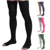 Doc Miller Thigh High Open Toe Compression Stockings 20-30mmHg for Varicose Veins, Improved Circulation, Pregnancy Support Open Toe Thigh High Compression Socks for Women and Men - 1 Pair Black Medium