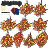 104 Pieces Fall Suncatcher Craft Autumn Leaf DIY Stained Glass Paper Kits Thanksgiving Decorations for Kids Classroom Activities Autumn Party Art