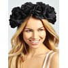 Catery Black Flower Headband Wreath Flower Crown Gothic Rose Head Bands Day Of The Dead Wedding Festivals Photo Props Party Halloween Flower Headpiece Hair Accessories for Women and Girls