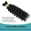 Human Braiding Hair 20 Inch Deep Wave Bulk Human Hair for Braiding No Weft 2 Bundles 100g Curly Human Hair for Boho Braids 100% Unprocessed Brazilian Virgin Hair for Human Hair Extensions